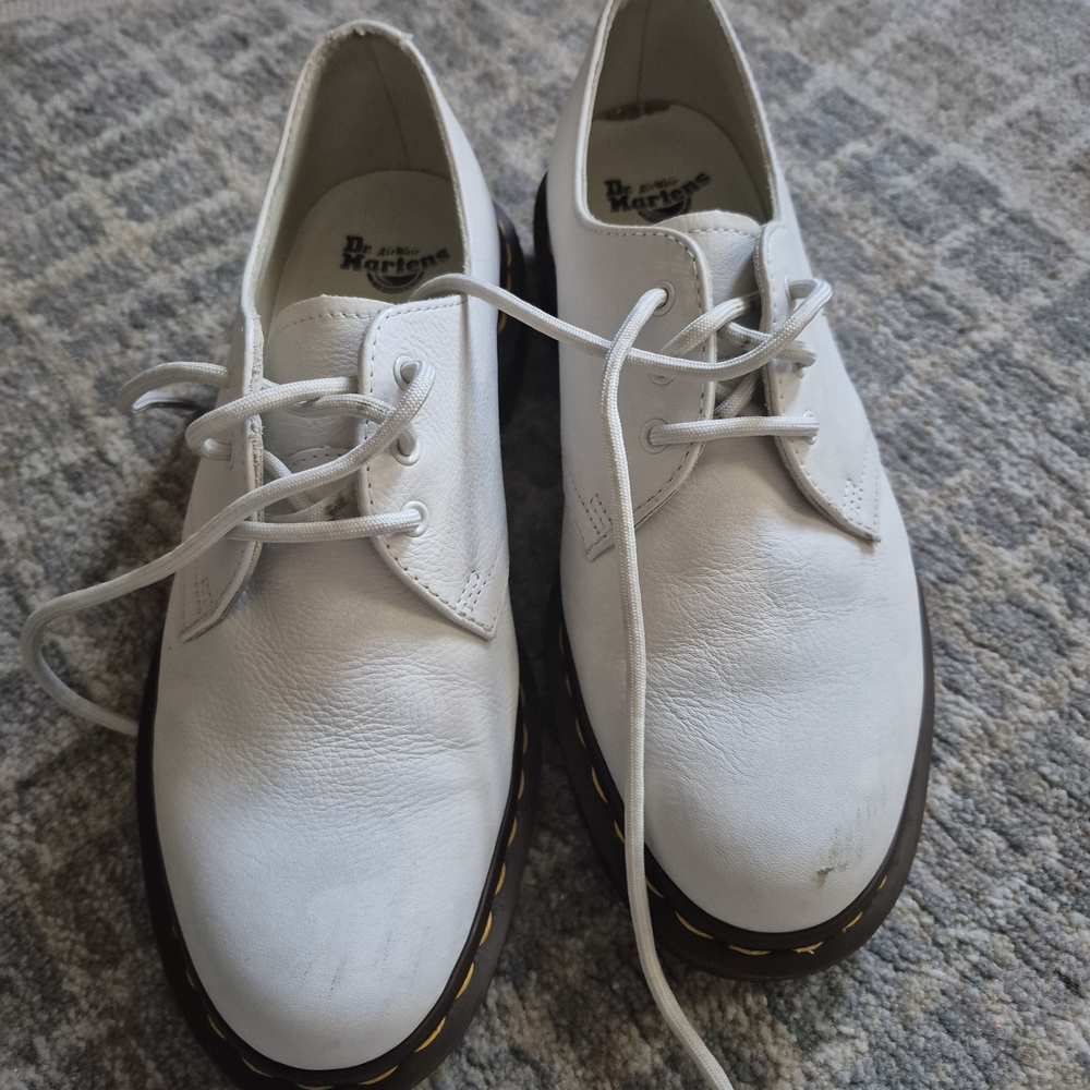 Dr. Martens White Leather Derbys